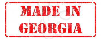 Made in Georgia inscription on Red Rubber Stamp Isolated on White.
