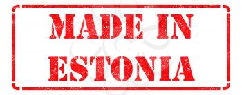 Made in Estonia inscription on Red Rubber Stamp Isolated on White.