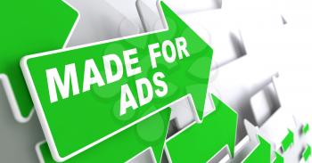 Made for Ads on Direction Sign - Green Arrow on a Grey Background.