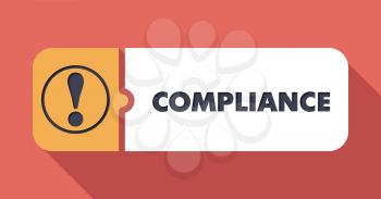 Compliance Button in Flat Design with Long Shadows on Scarlet Background.