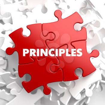 Principles on Red Puzzle on White Background.