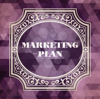 Marketing Plan Concept. Vintage design. Purple Background made of Triangles.