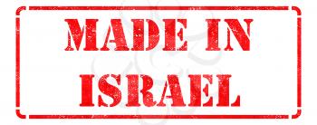 Made in Israel - inscription on Red Rubber Stamp Isolated on White.