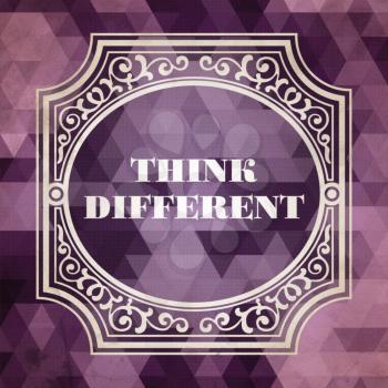 Think Different Concept. Vintage design. Purple Background made of Triangles.