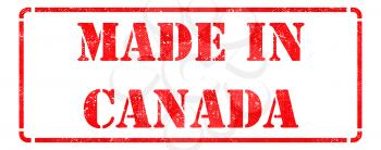 Made in Canada - inscription on Red Rubber Stamp Isolated on White.