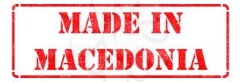 Made in Macedonia - inscription on Red Rubber Stamp Isolated on White.