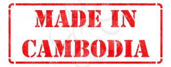 Made in Cambodia - inscription on Red Rubber Stamp Isolated on White.