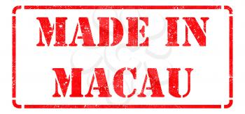 Made in Macau - inscription on Red Rubber Stamp Isolated on White.