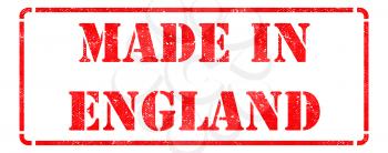 Made in England - inscription on Red Rubber Stamp Isolated on White.