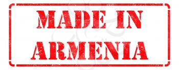 Made in Armenia - inscription on Red Rubber Stamp Isolated on White.