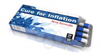 Cure for Inflation - Blue Open Blister Pack Tablets Isolated on White.