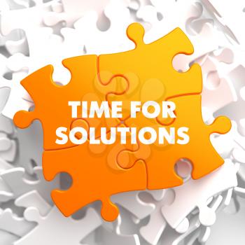 Time for Solutions on Orange Puzzle on White Background.