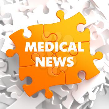 Medical News on Orange Puzzle on White Background.