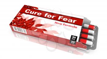 Cure for Fear  - Red Open Blister Pack Tablets Isolated on White.