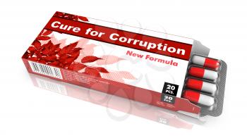 Cure for Corruption - Red Open Blister Pack Tablets Isolated on White.