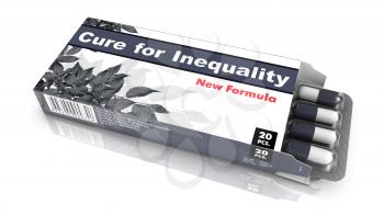 Cure for Inequality - Gray Blister Pack Tablets Isolated on White.