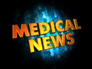 Medical News - Gold 3D Words on Dark Digital Background.
