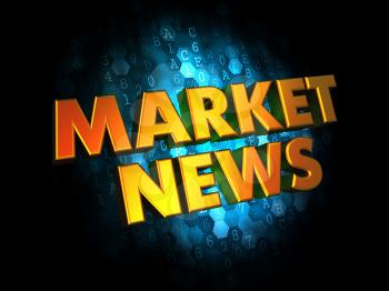 Market News - Gold 3D Words on Dark Digital Background.