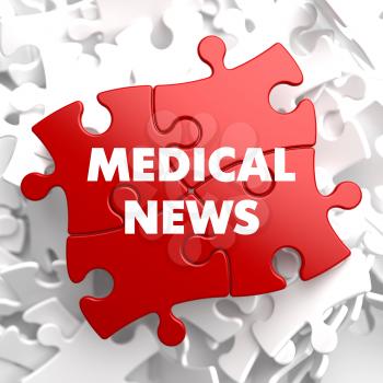 Medical News on Red Puzzle on White Background.
