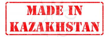 Made in Kazakhstan - inscription on Red Rubber Stamp Isolated on White.