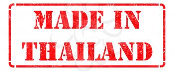 Made in Thailand- inscription on Red Rubber Stamp Isolated on White.