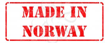 Made in Norway - inscription on Red Rubber Stamp Isolated on White.
