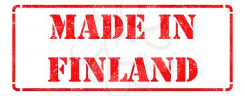 Made in Finland- inscription on Red Rubber Stamp Isolated on White.