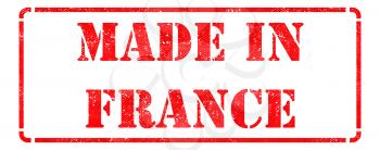 Made in France - inscription on Red Rubber Stamp Isolated on White.