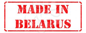 Made in Belarus - inscription on Red Rubber Stamp Isolated on White.