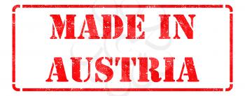 Made in Austria - inscription on Red Rubber Stamp Isolated on White.
