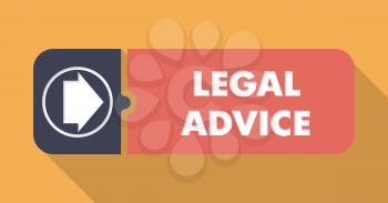 Legal Advice Button in Flat Design with Long Shadows on Orange Background.