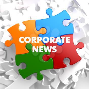 Corporate  News on Multicolor Puzzle on White Background.