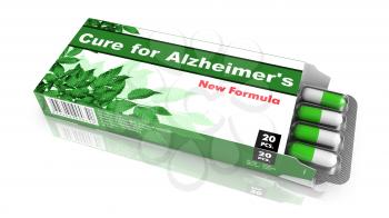 Cure for Alzheimers - Green Open Blister Pack Tablets Isolated on White.