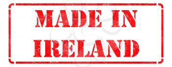 Made in Ireland - Inscription on Red Rubber Stamp Isolated on White.