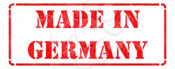 Made in Germany - Inscription on Red Rubber Stamp Isolated on White.