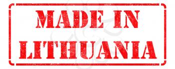 Made in Lithuania - Inscription on Red Rubber Stamp Isolated on White.