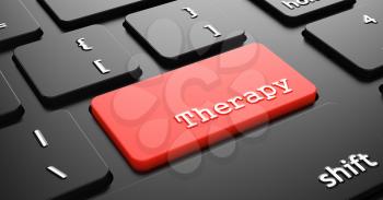 Therapy on Red Keyboard Button Enter on Black Computer Keyboard.