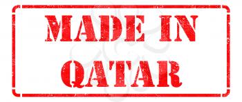 Made in Qatar inscription on Red Rubber Stamp Isolated on White.