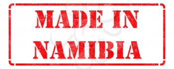 Made in Namibia inscription on Red Rubber Stamp Isolated on White.
