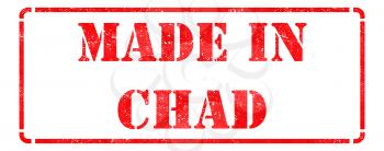 Made in Chad inscription on Red Rubber Stamp Isolated on White.