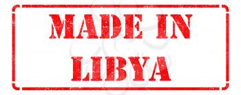 Made in Libya inscription on Red Rubber Stamp Isolated on White.