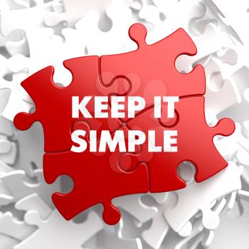 Keep it Simple on Red Puzzle on White Background.