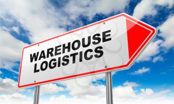 Warehouse Logistics - Inscription on Red Road Sign on Sky Background.
