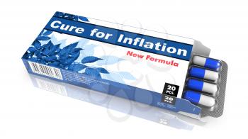Cure for Inflation - Blue Open Blister Pack Tablets Isolated on White.