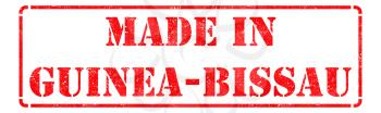 Made in Guinea-Bissau - Inscription on Red Rubber Stamp Isolated on White.