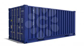 Blue 3d Container Isolated on White Background. Transportation Concept.