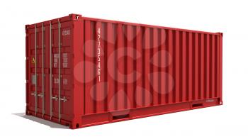 Red Container Isolated on White Background. Transportation Concept.
