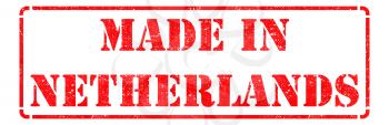 Made in Netherlands - Red Rubber Stamp Isolated on White.