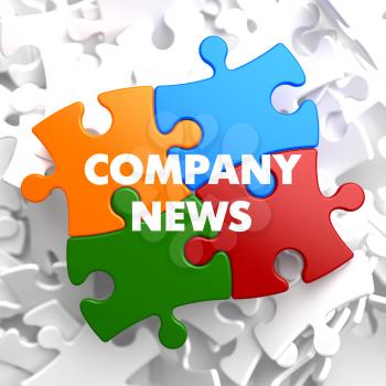 Company News on Multicolor Puzzle on White Background.