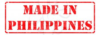 Made in Philippines - Red Rubber Stamp Isolated on White.